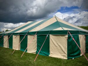 Green and cream trad marquee 9x15m